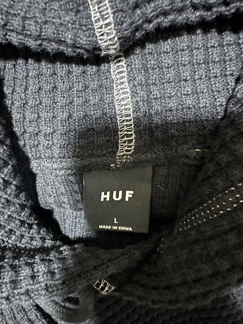 HUF ブラック フード付きパーカー L