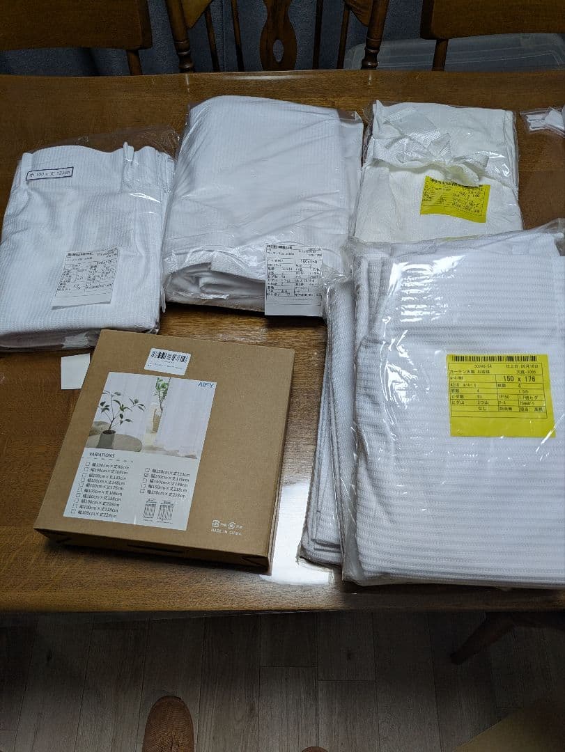 ホワイト レースカーテン 100x133×2セット, 150x176×3セット