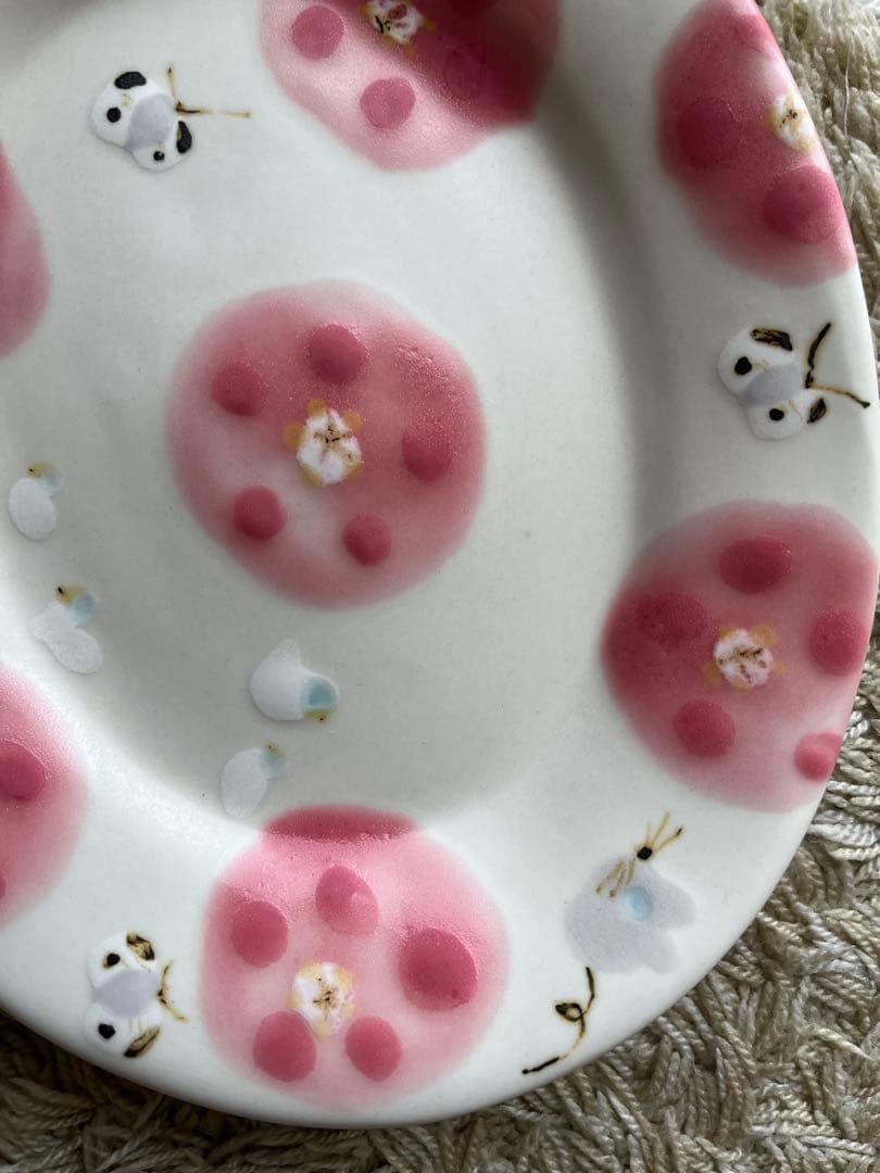 石木文　春のオーバル　未使用　花　うさぎ　てふてふ