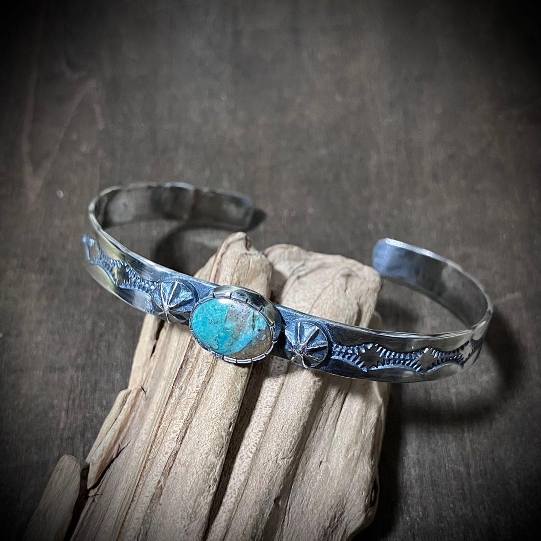 ロイストン　ターコイズ　シルバー　バングル　ブレスレット#インディアンジュエリー