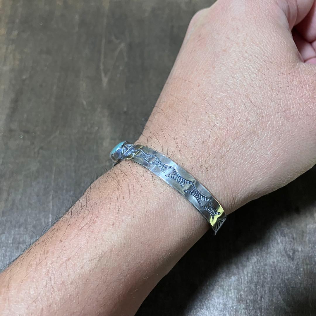 ロイストン　ターコイズ　シルバー　バングル　ブレスレット#インディアンジュエリー