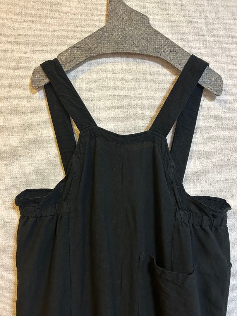 nest Robe リネン 超撥水ベイカーサロペット クロ