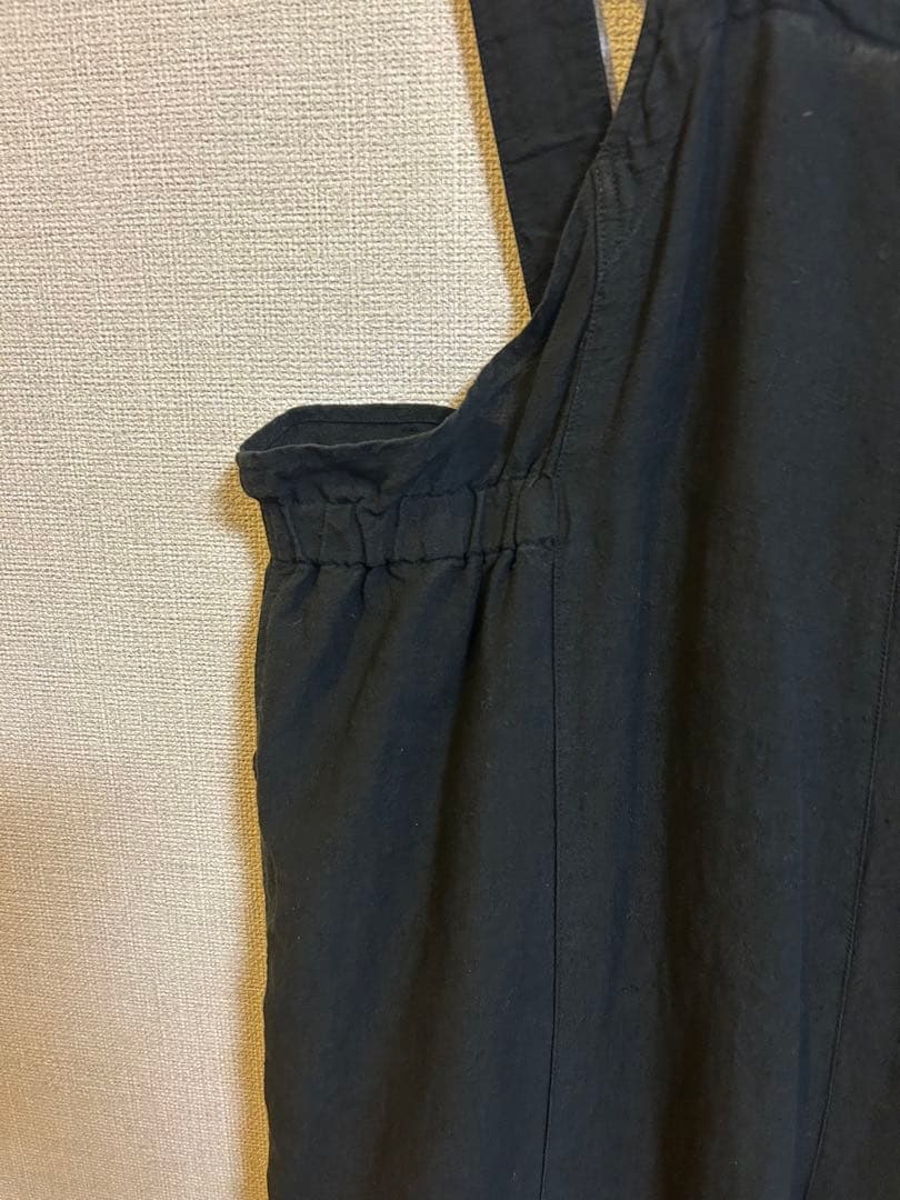 nest Robe リネン 超撥水ベイカーサロペット クロ