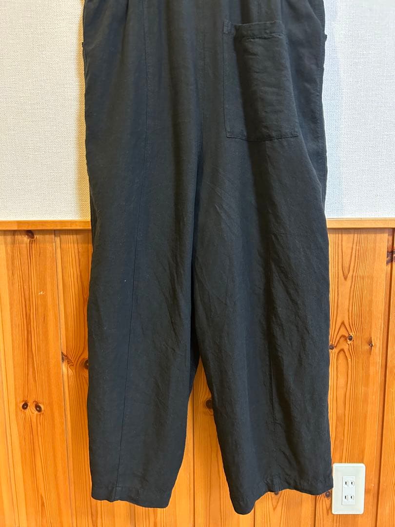 nest Robe リネン 超撥水ベイカーサロペット クロ