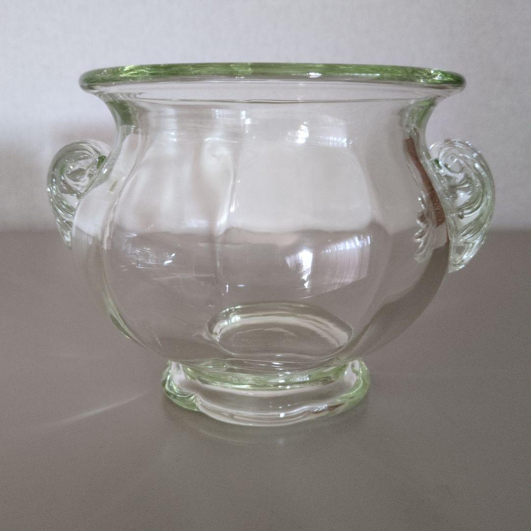 ガラス製 丸型花瓶 　ビードロ　手吹きガラス 作家物
