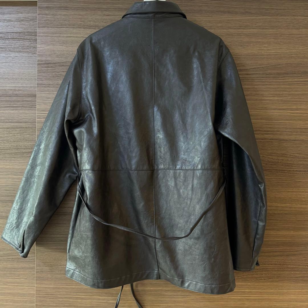 OHOTORO レザーシャツジャケット brown