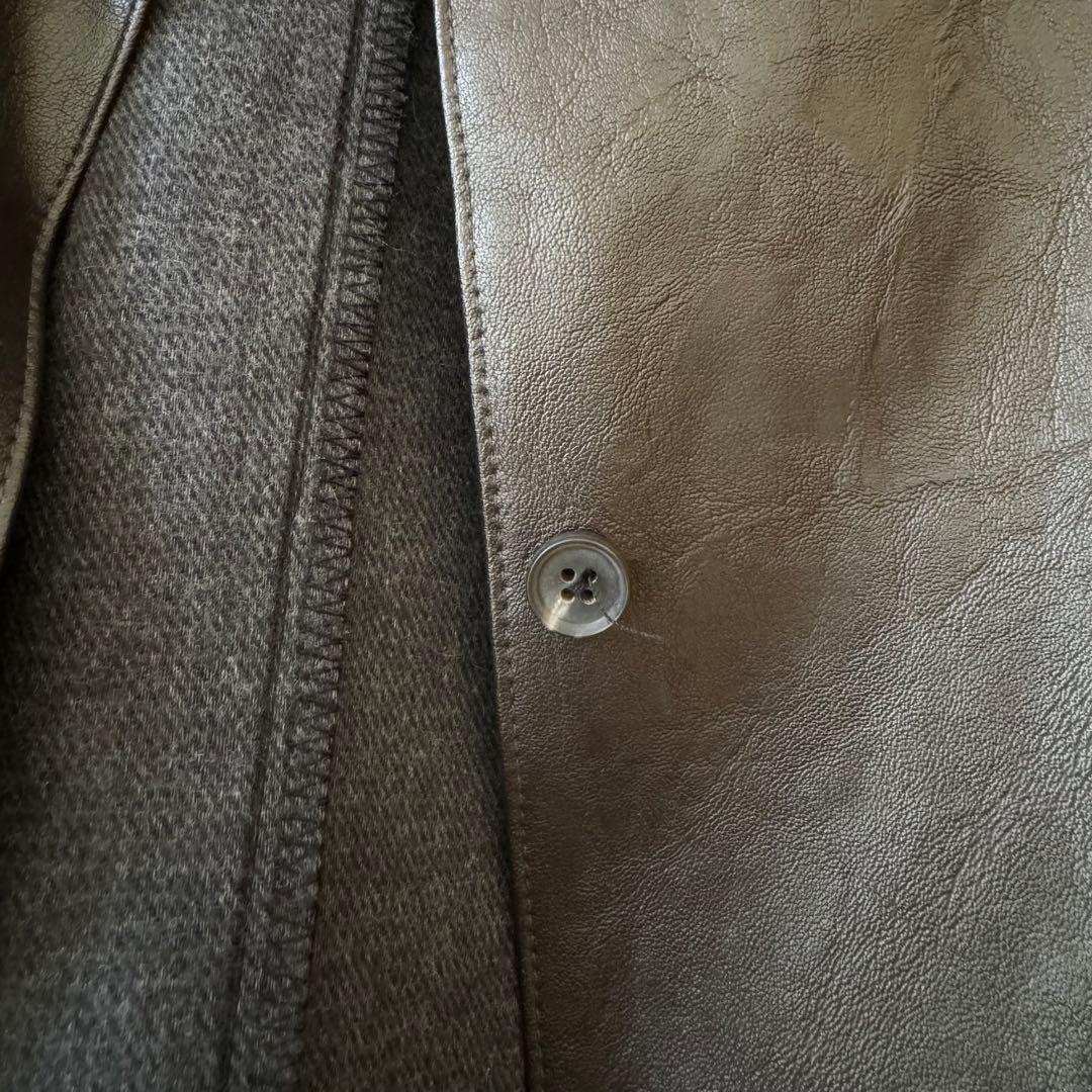 OHOTORO レザーシャツジャケット brown