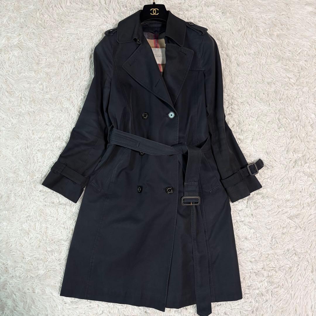 マッキントッシュロンドン トレンチコート ライナー付 チェック 2way 黒紺