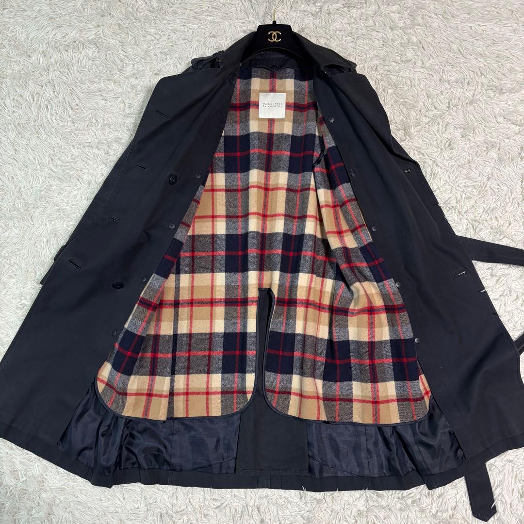 マッキントッシュロンドン トレンチコート ライナー付 チェック 2way 黒紺