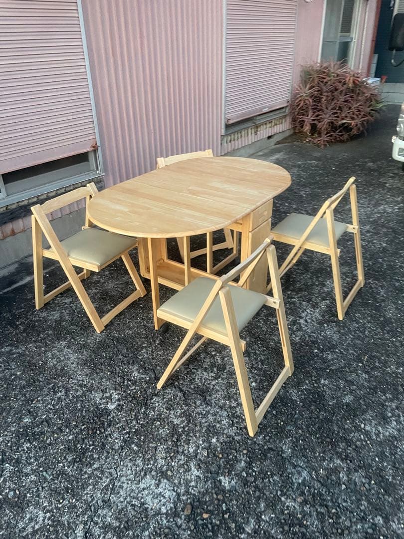 ダイニング　5点セット　折りたたみ式