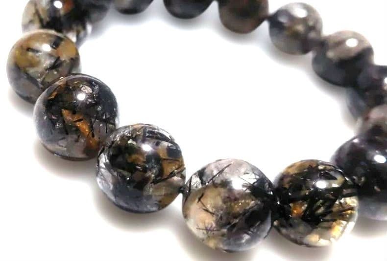 ブラックルチル15mm 　天然石　ブレスレット