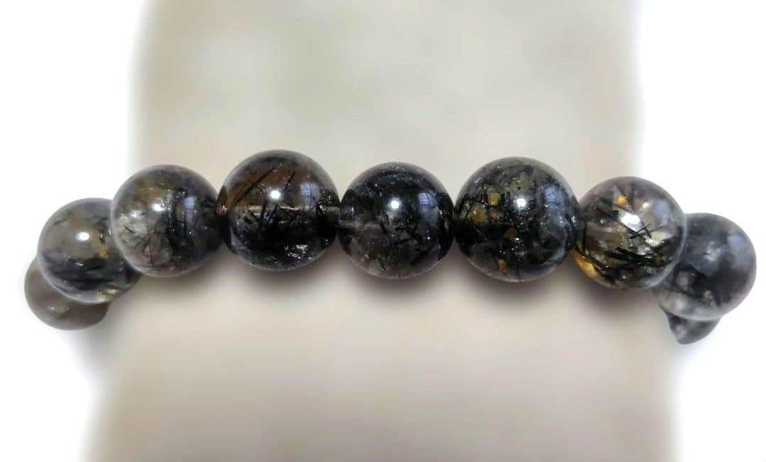ブラックルチル15mm 　天然石　ブレスレット