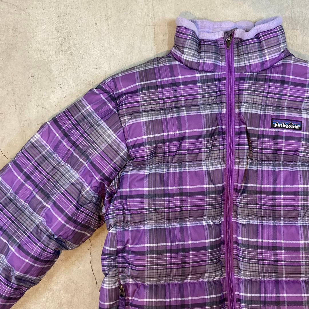 美品 パタゴニア patagonia ダウン ジャケット S 紫 チェック 総柄