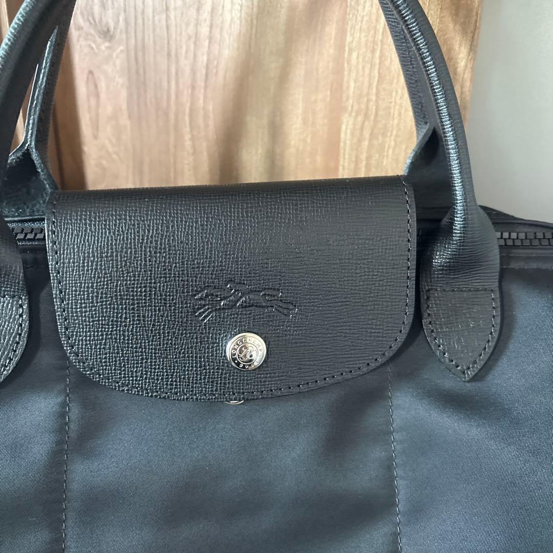 ロンシャン Longchamp プリアージュ M レザー ナイロン 黒