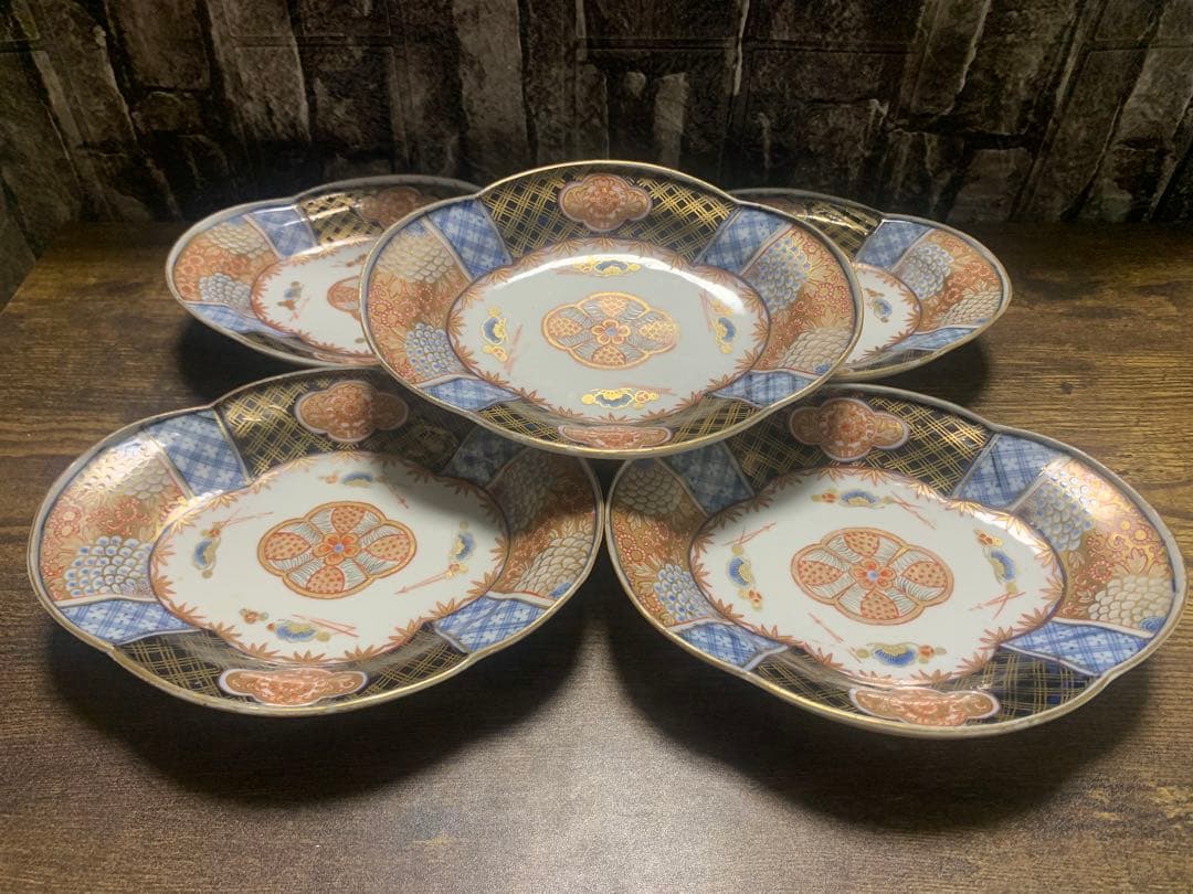 古伊万里 菱形なます皿 5枚組 江戸期 小カケ有