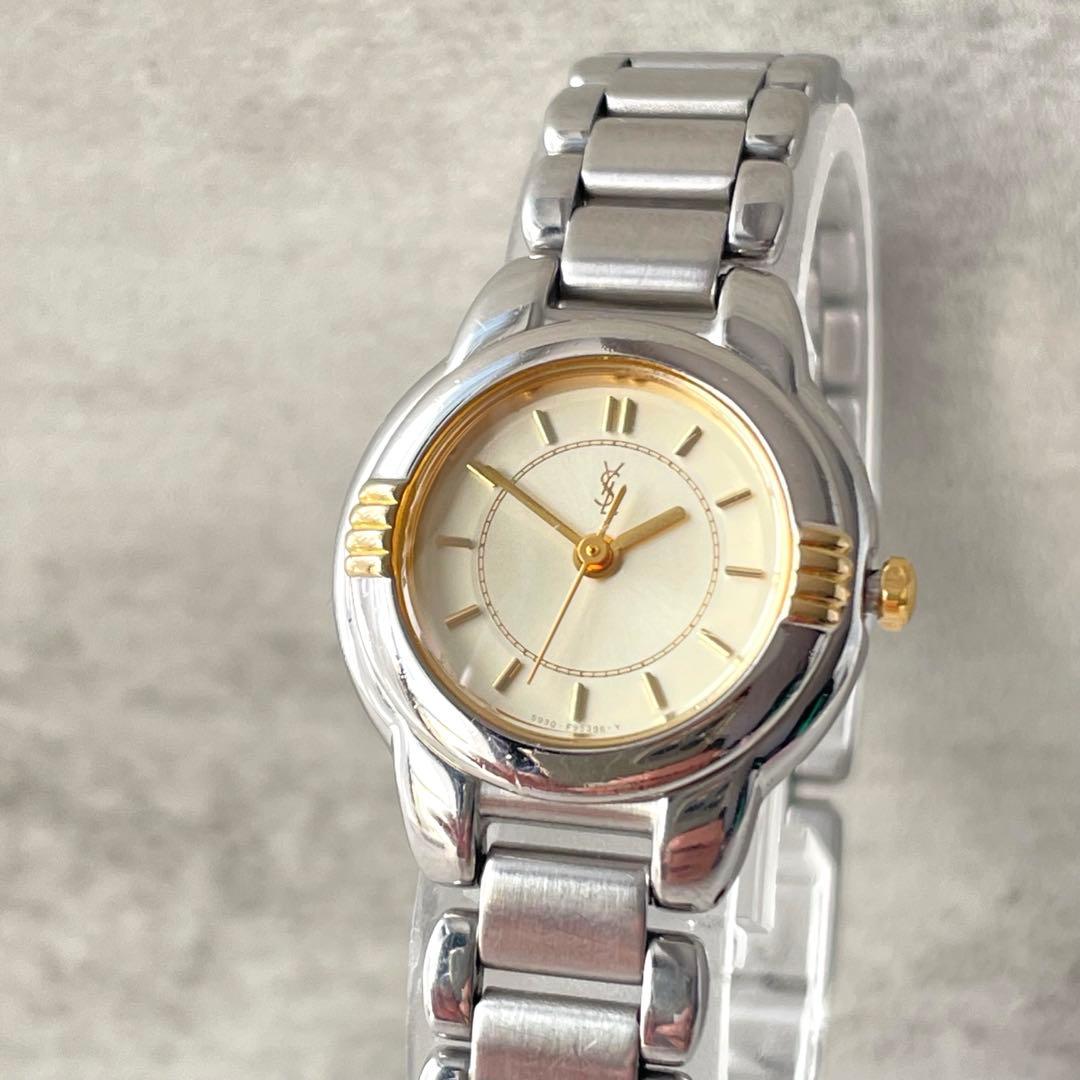 稼動品　美品　YSL イヴサンローラン　3針　コンビカラー　腕時計　レディース