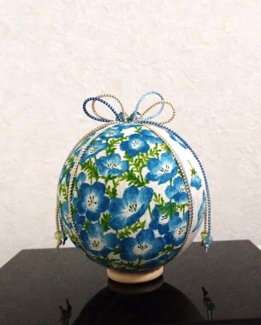 マチャケ　手毬 手鞠 てまり ハンドメイド刺繍 ネモフィラ?No173