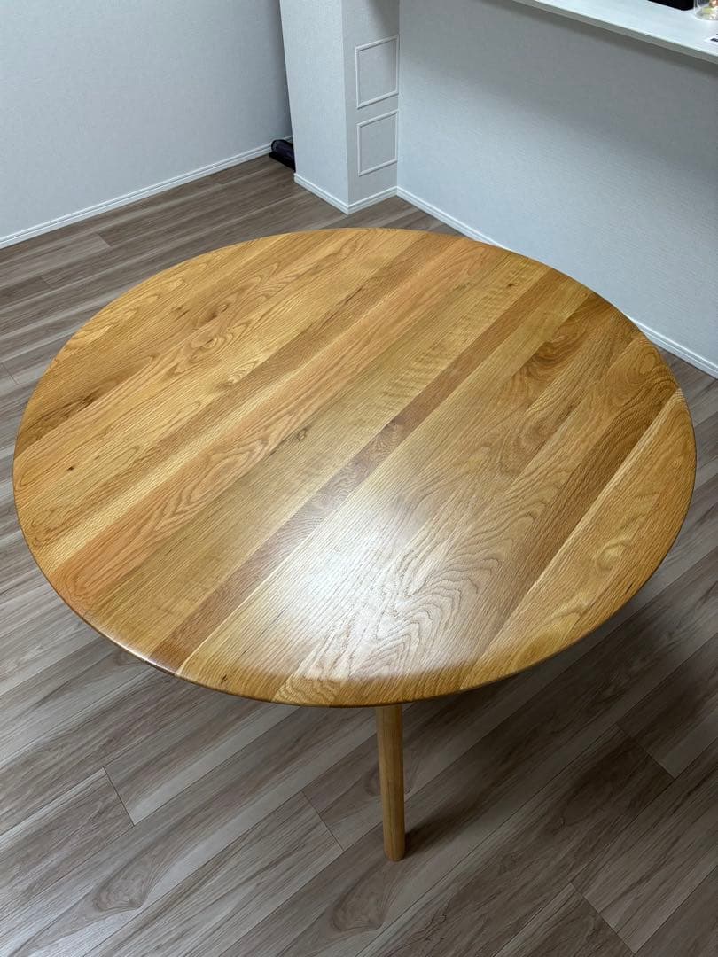 丸型　ダイニングテーブル　ホワイトオークW110cm