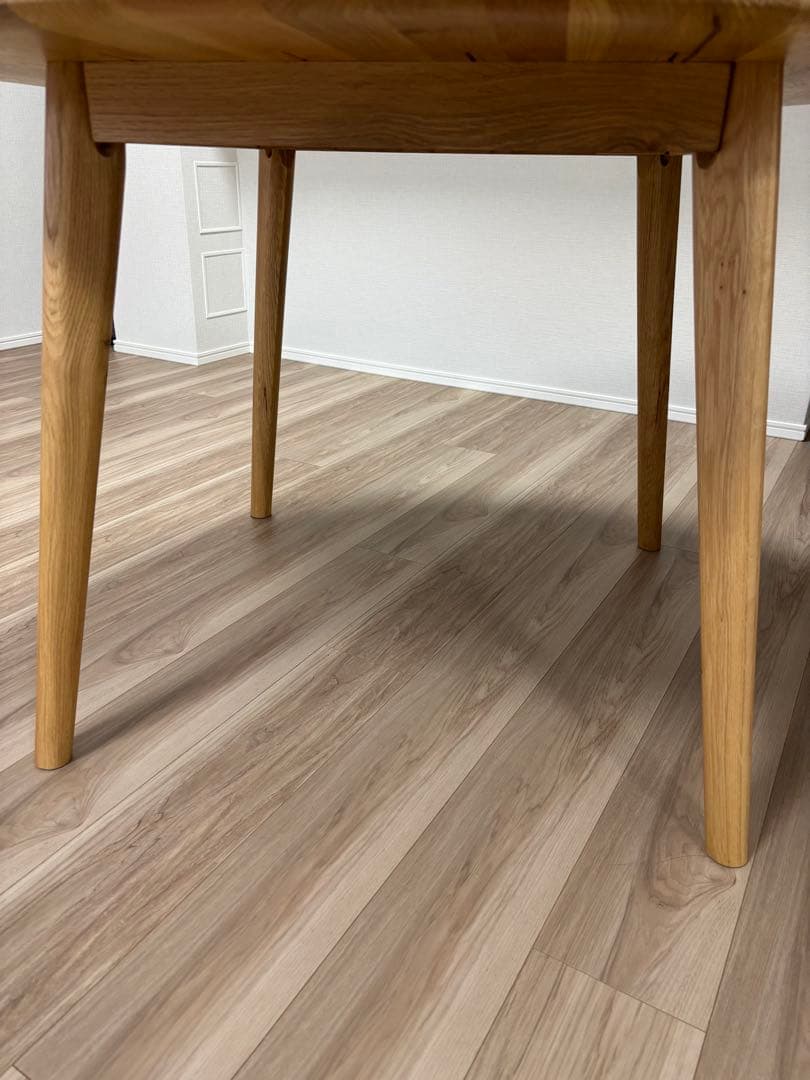 丸型　ダイニングテーブル　ホワイトオークW110cm