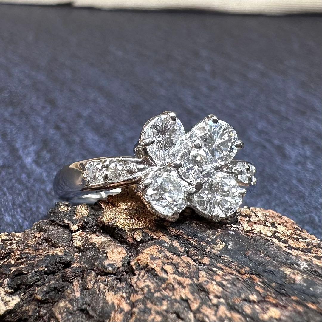 【M】PT900 ダイヤモンド 1.026ct リング フラワーモチーフ