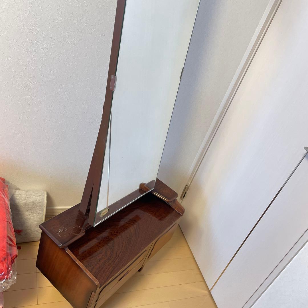 木製鏡台　 銅引鏡 エミミラー　昭和レトロ