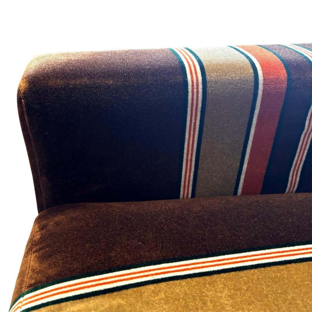 【レトロ】モケットストライプ　ソファ　チェア　1人掛　たのメル便