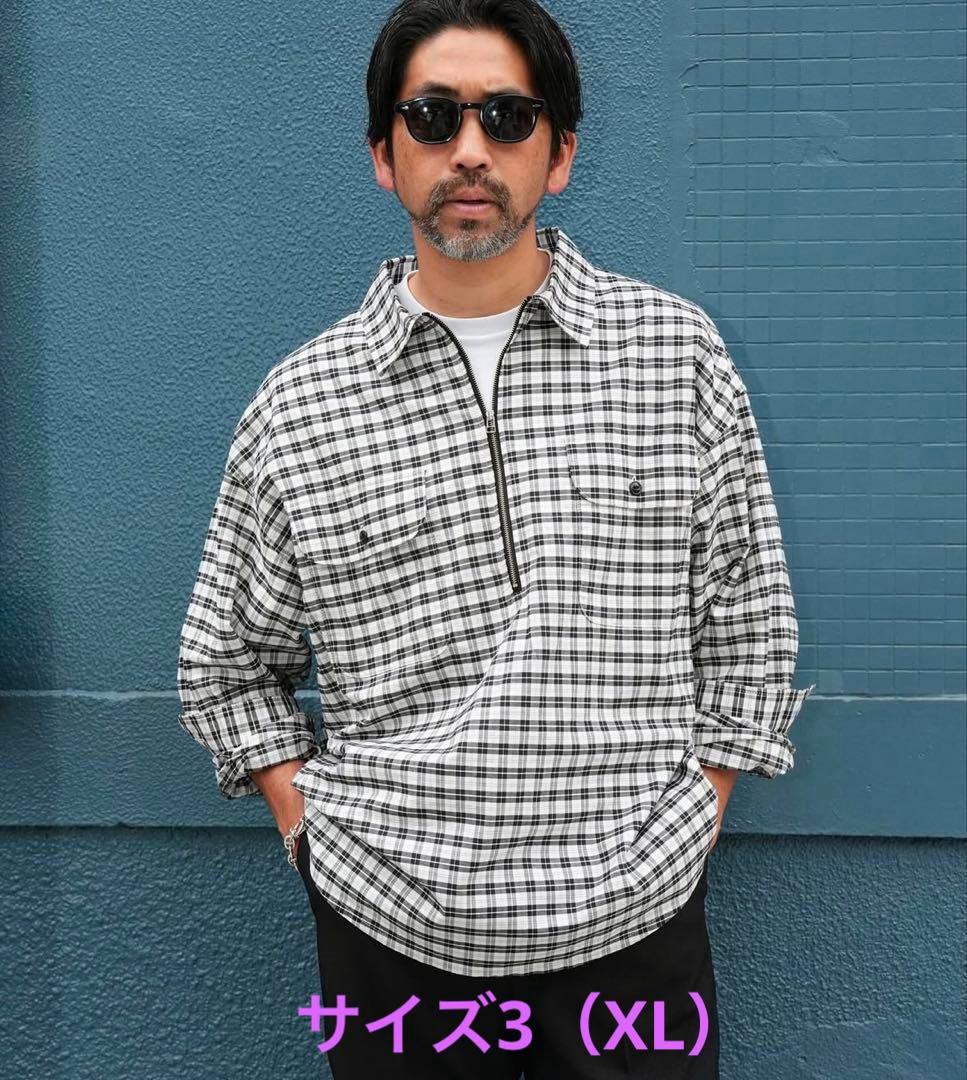 トップス KAJA HALF ZIP PULLOVER CHECK SHIRT WHITE