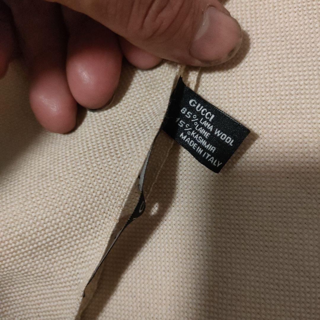 58 超美品　GUCCI　グッチ　大判マフラー　カシミヤ混