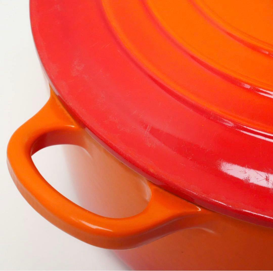 【美品】LE CREUSET　ココット ロンド オレンジ　24cm