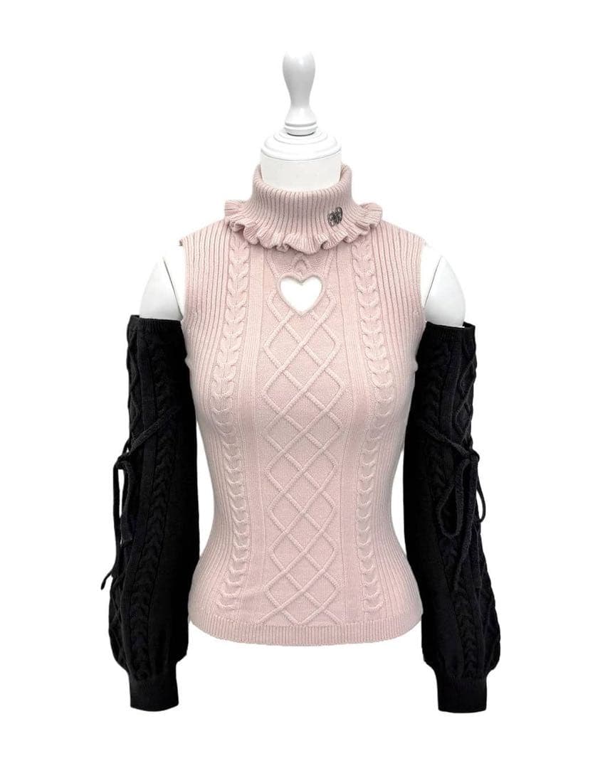 【専用:RT-100234 】Honeymewハートカット肩あきケーブルニット