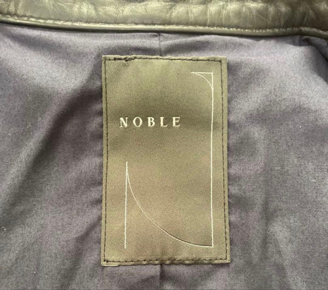 Noble ノーカラー レザージャケット　羊革 38M黒