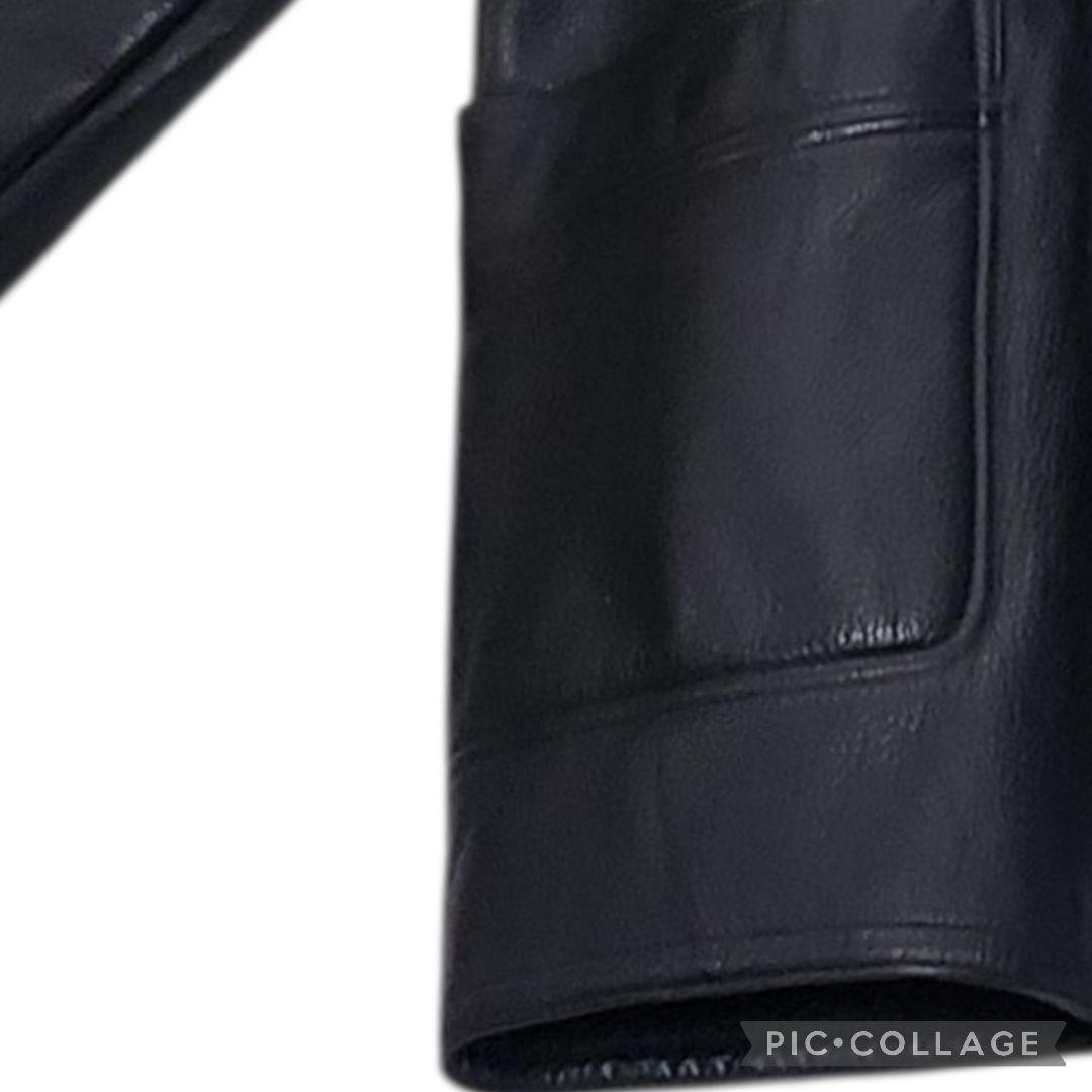 牛革　カーコート　ダブルブレスト　tesoro mio　テゾーロ ミオ　シボ　黒