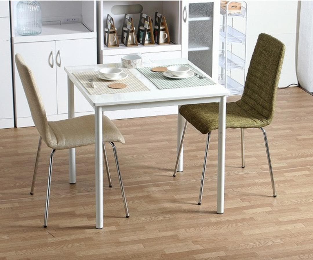 ホワイト鏡面ダイニングテーブル W75×75