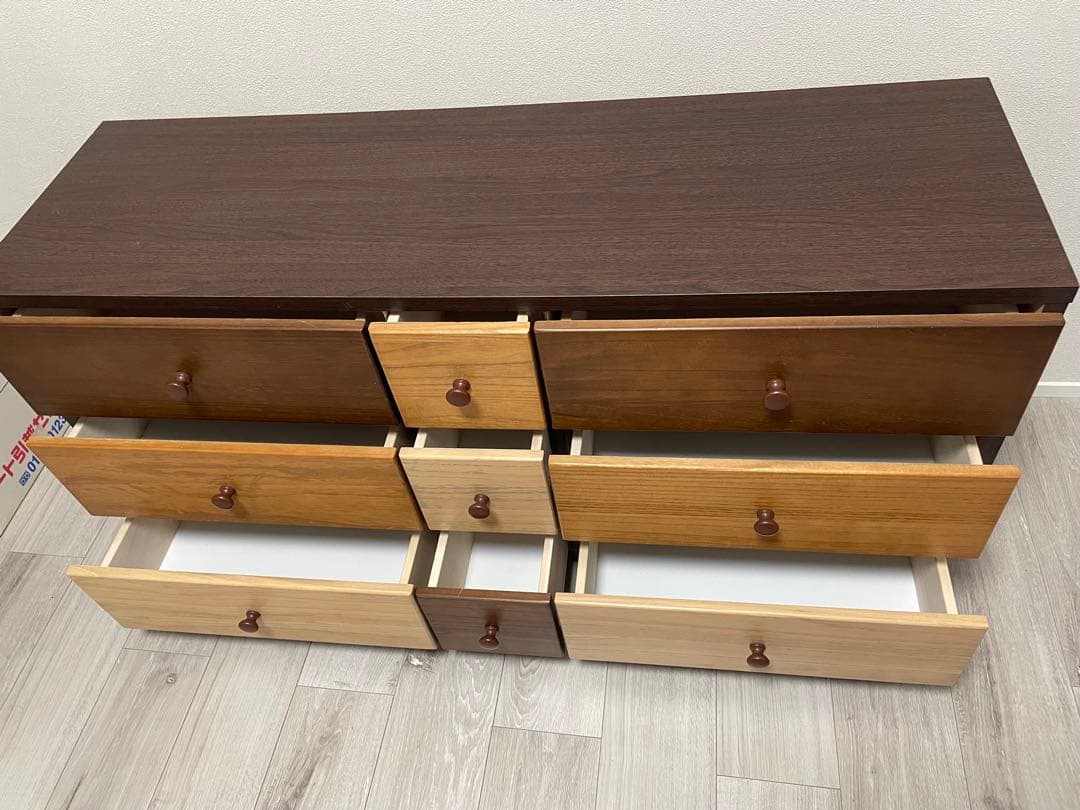 【引取限定】中古　木製チェスト 引き出し 9個