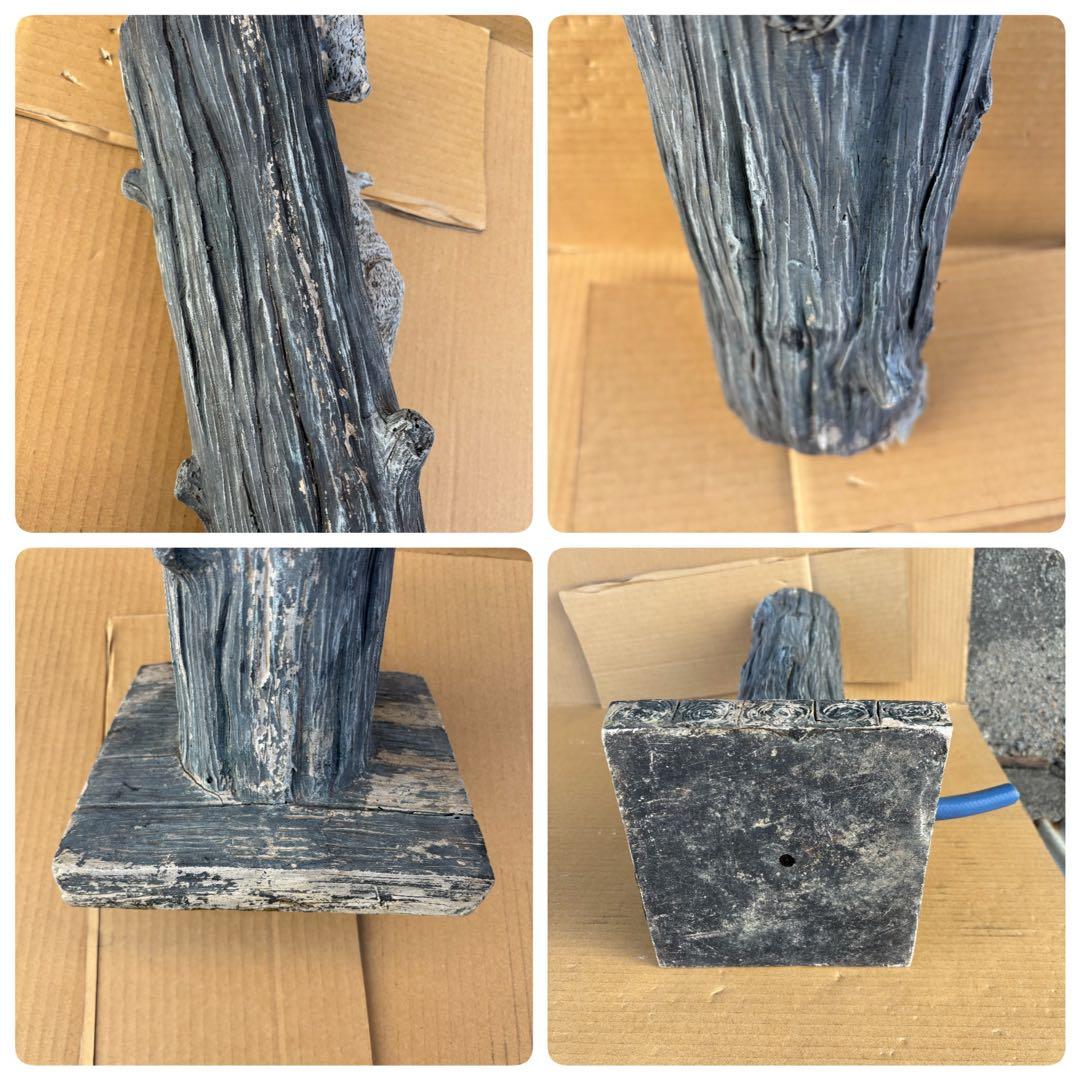 アンティークな可愛いリスの彫刻が特徴的な樹脂製柱ガ-デン雑貨リスのオーナメント