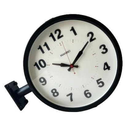 電波両面掛け時計ｍａｎｂｏ 両面掛時計 文字盤直径27CM 2kg （ブラック)