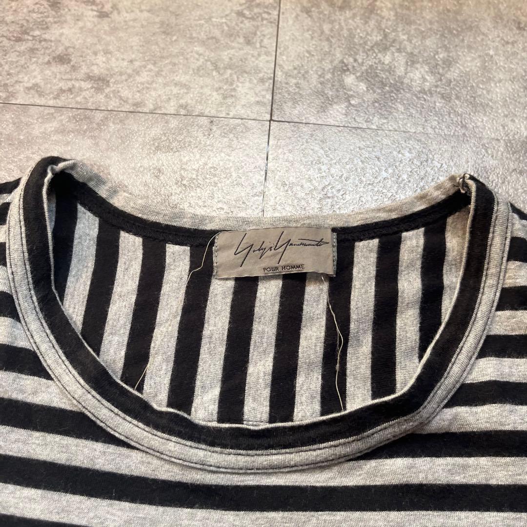 Yohji Yamamoto POUR HOMME ボーダースリットカットソー