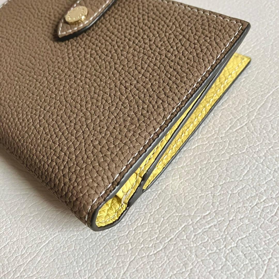 極美品 ボナベンチュラ ベルテッド マルチマルチウォレット グレージュ イエロー