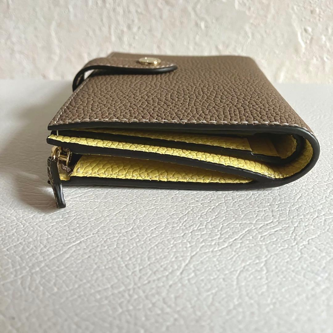 極美品 ボナベンチュラ ベルテッド マルチマルチウォレット グレージュ イエロー