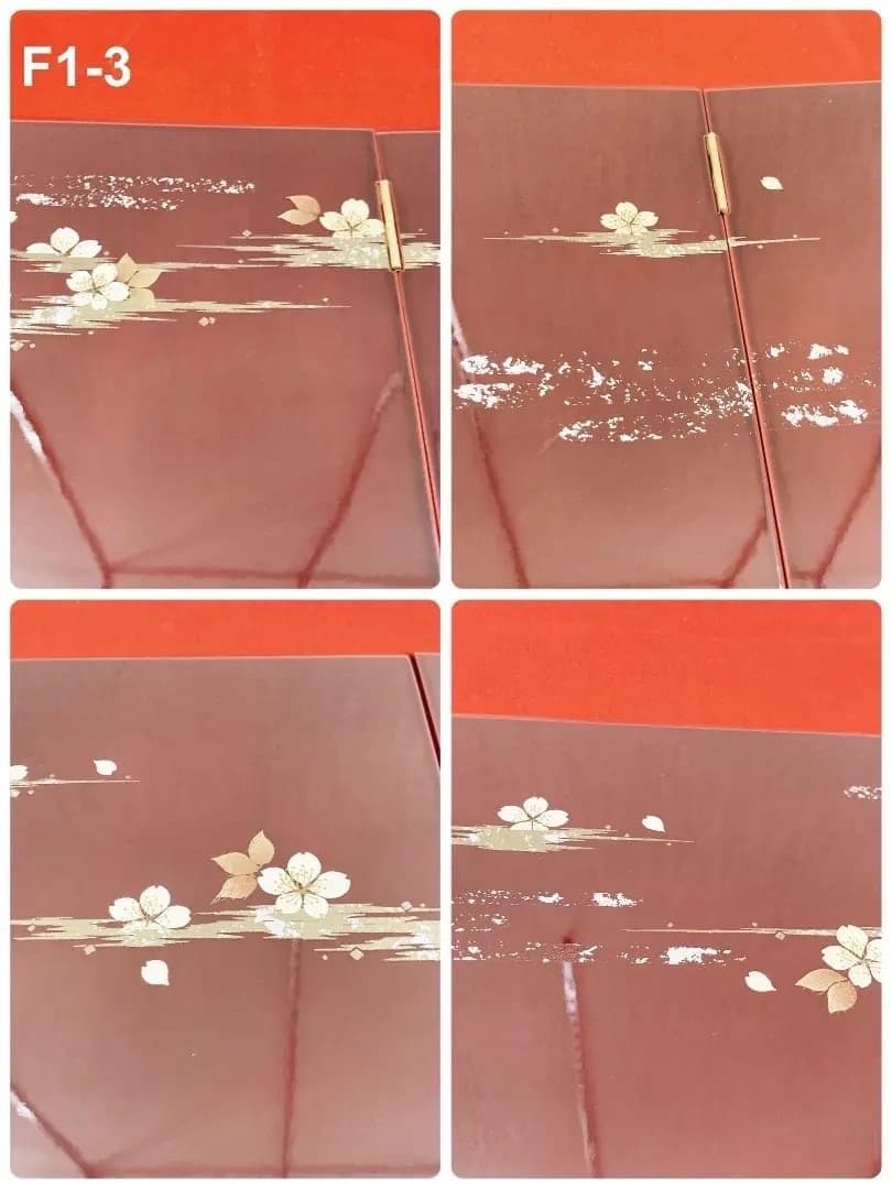 F1-3 美品！高級　溜塗り加工　雛飾り台と屏風のみ　巾80㎝位　親王飾り台