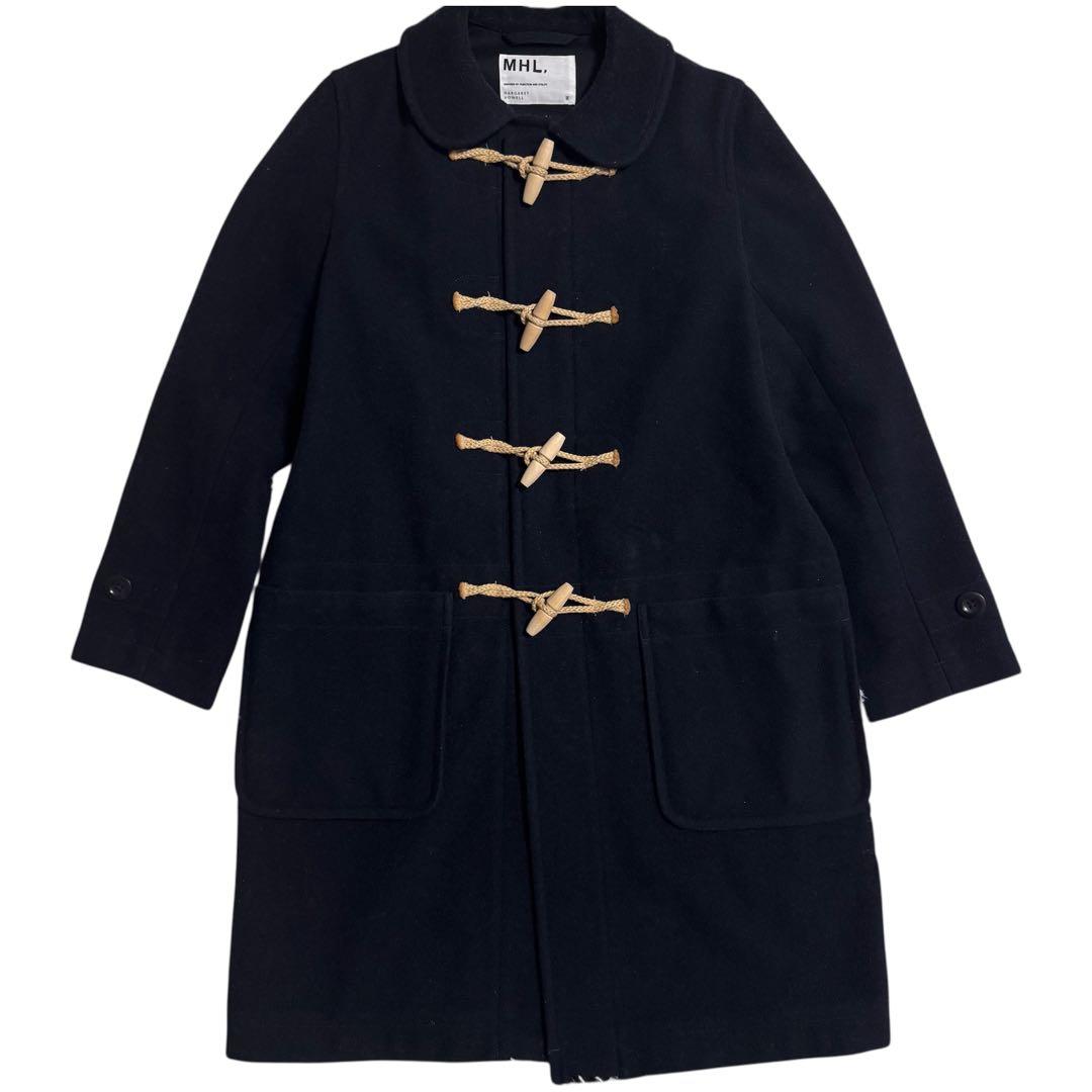 MHL. ロングダッフルコート ウール トグル M 丸襟 ブラック Mサイズ