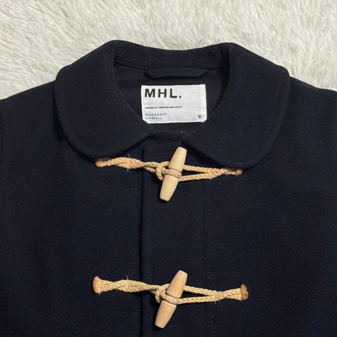 MHL. ロングダッフルコート ウール トグル M 丸襟 ブラック Mサイズ