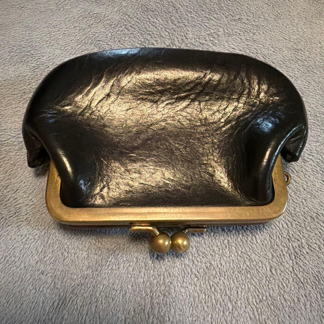N25 黒のレザーがま口財布 Sサイズ