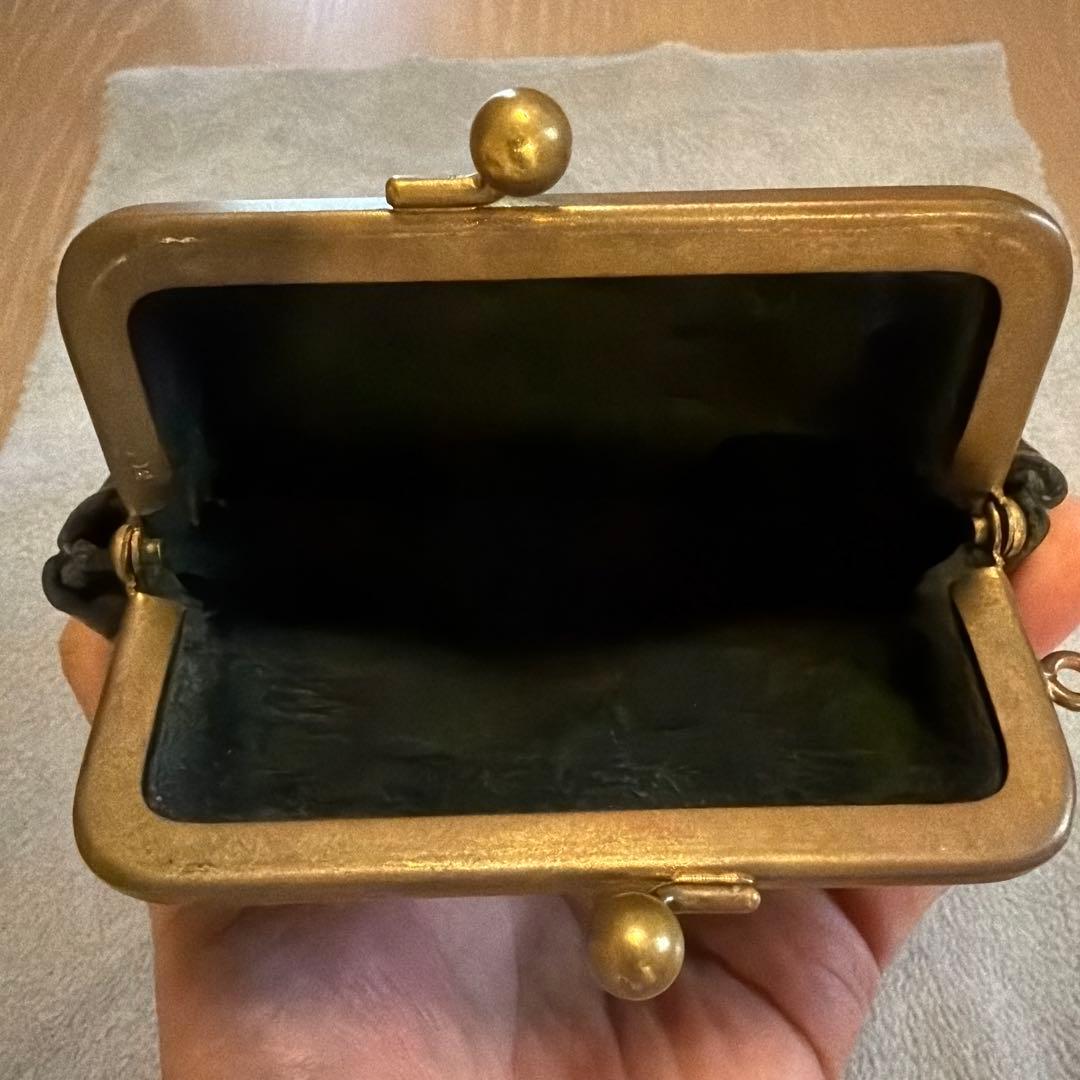 N25 黒のレザーがま口財布 Sサイズ