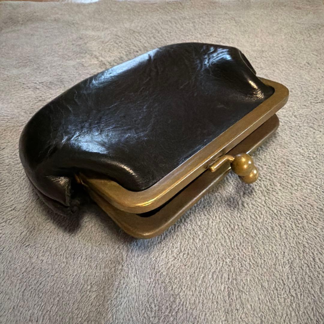 N25 黒のレザーがま口財布 Sサイズ
