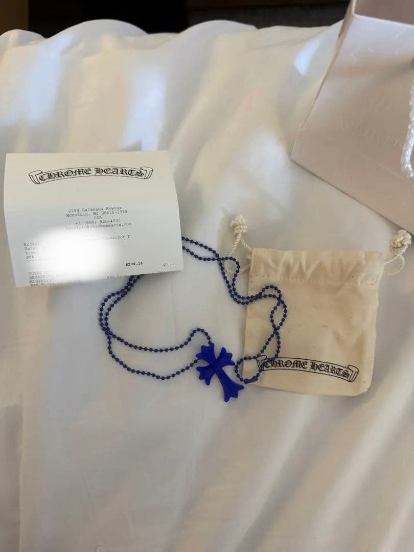 2025年購入【新品】クロムハーツ クロス ラバー ネックレス シリコン 青