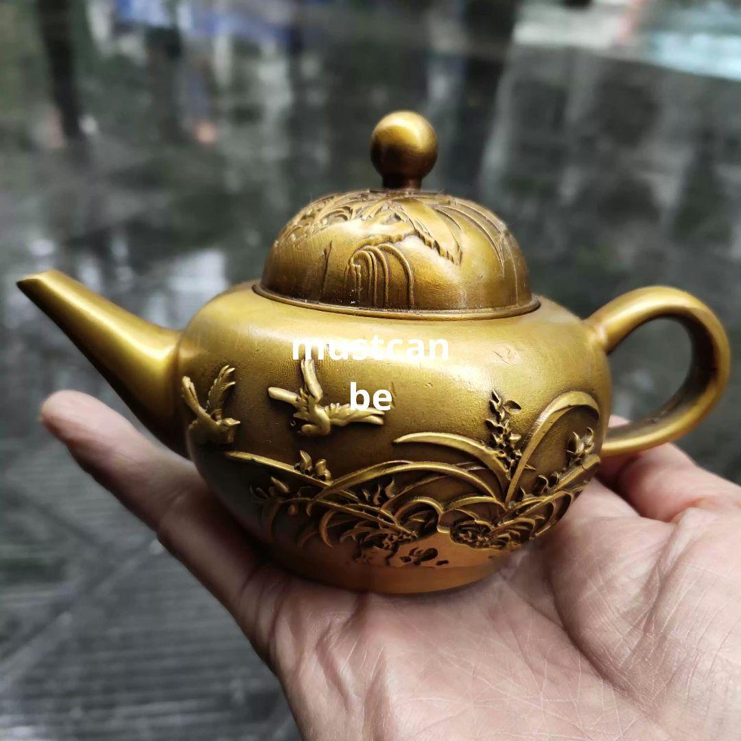 銅器 花鳥茶壺 酒壺 茶道具 煎茶器 工芸品 置物