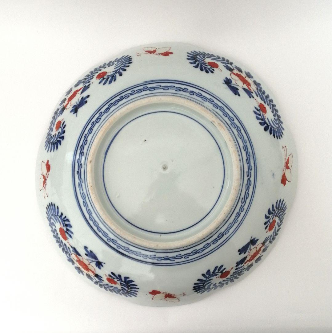 明治前期　色絵　花籠　龍と鳳凰　唐花　蝶　輪花　大鉢