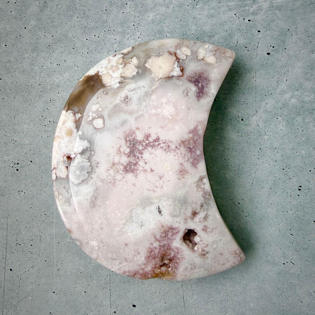 【桜結晶の月】桜瑪瑙×ピンクアメジスト 共生ムーン（台座付き）