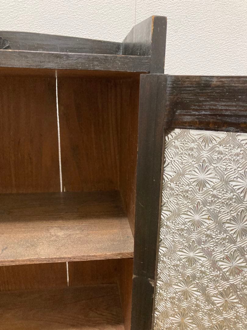 ヴィンテージ 木製本棚 ガラスキャビネット 食器棚 古家具 収納